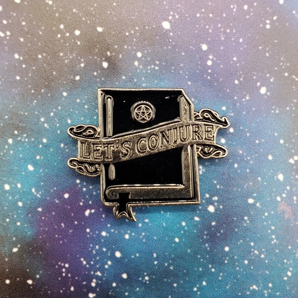Let's Conjure Spell Book Enamel Pin - Picture 1 of 3
